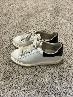 Women's White Leather Low-Top Sneakers